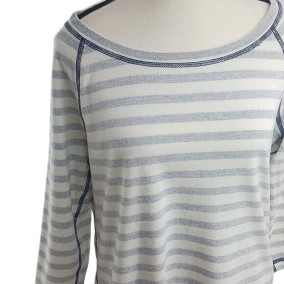 Talbots T Shirt Blue White Striped Inside Out 3/4 Sleeve Casual Womens Size M - Picture 3 of 7
